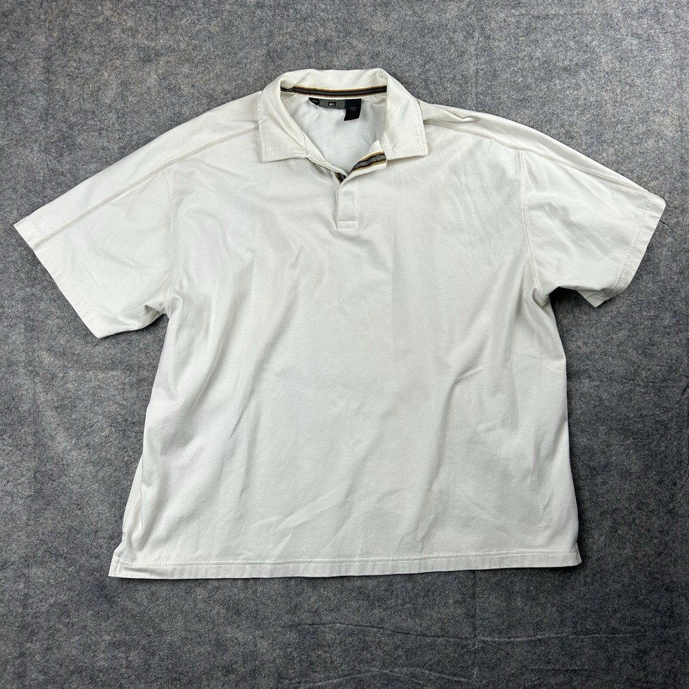 REI Shirt Mens 2XL Polo Rugby UPF 50+ Organic Cotton Ivory Outdoor Hiking